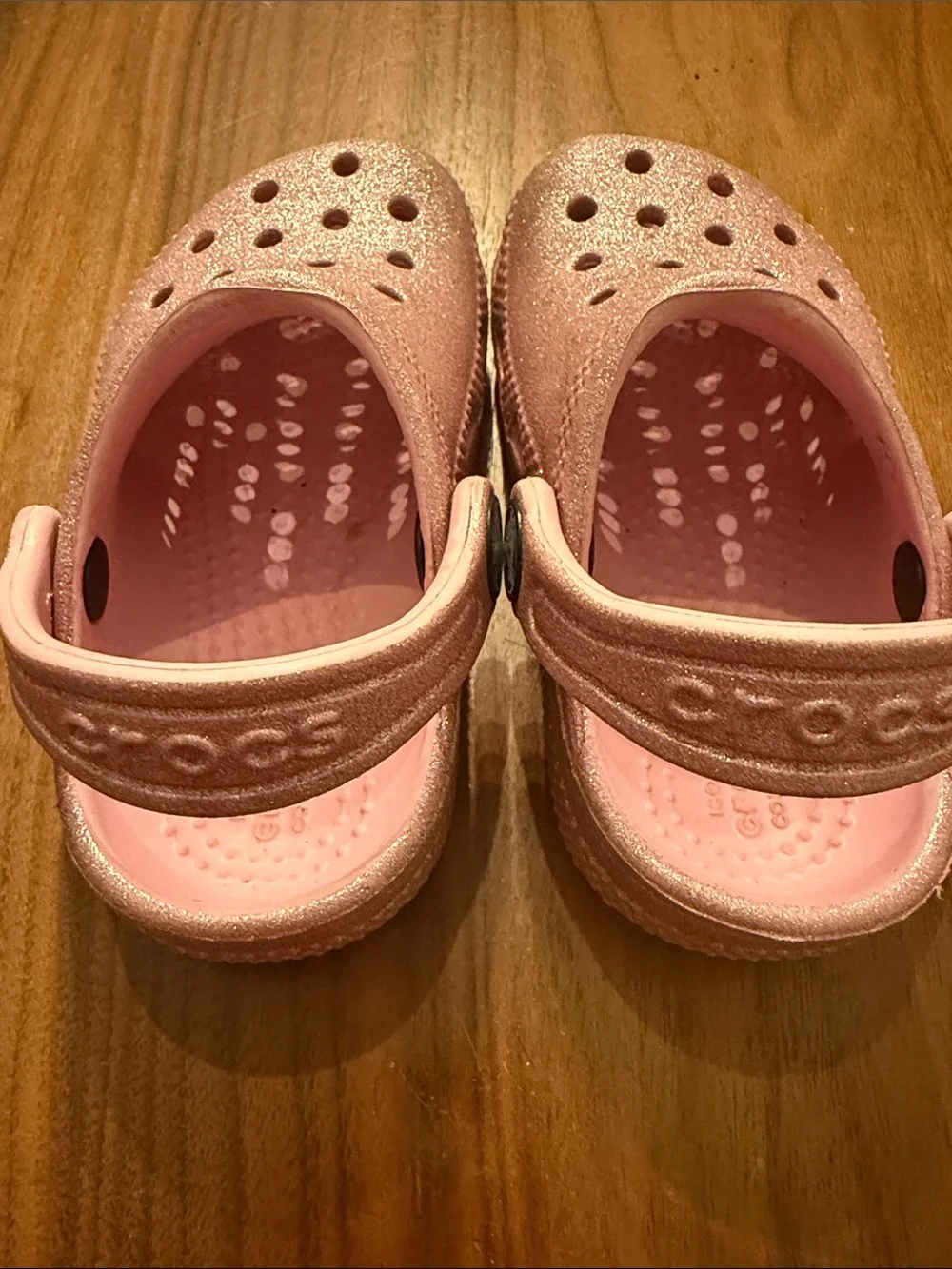 Crocs Classic Glitter Clogs Pink Sparkle Girls Size C6 Little Kids/ Toddler
